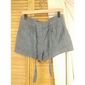 BCBGMaxAzria Women's Gray Linen Dress Casual Pleated Front Shorts